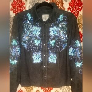 Suede leather western jacket